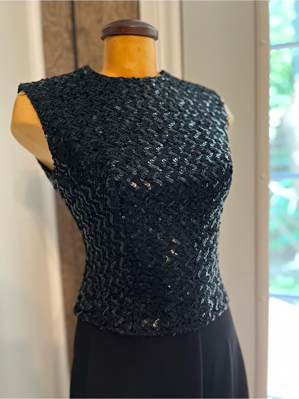 Vintage black sequin top